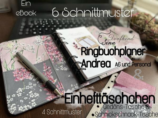 "Paket Andrea" - ebook "Ringbuchplaner Andrea" und passendes "Einstecktäschchen / Gedönstäschchen" - Dorfkind Sina